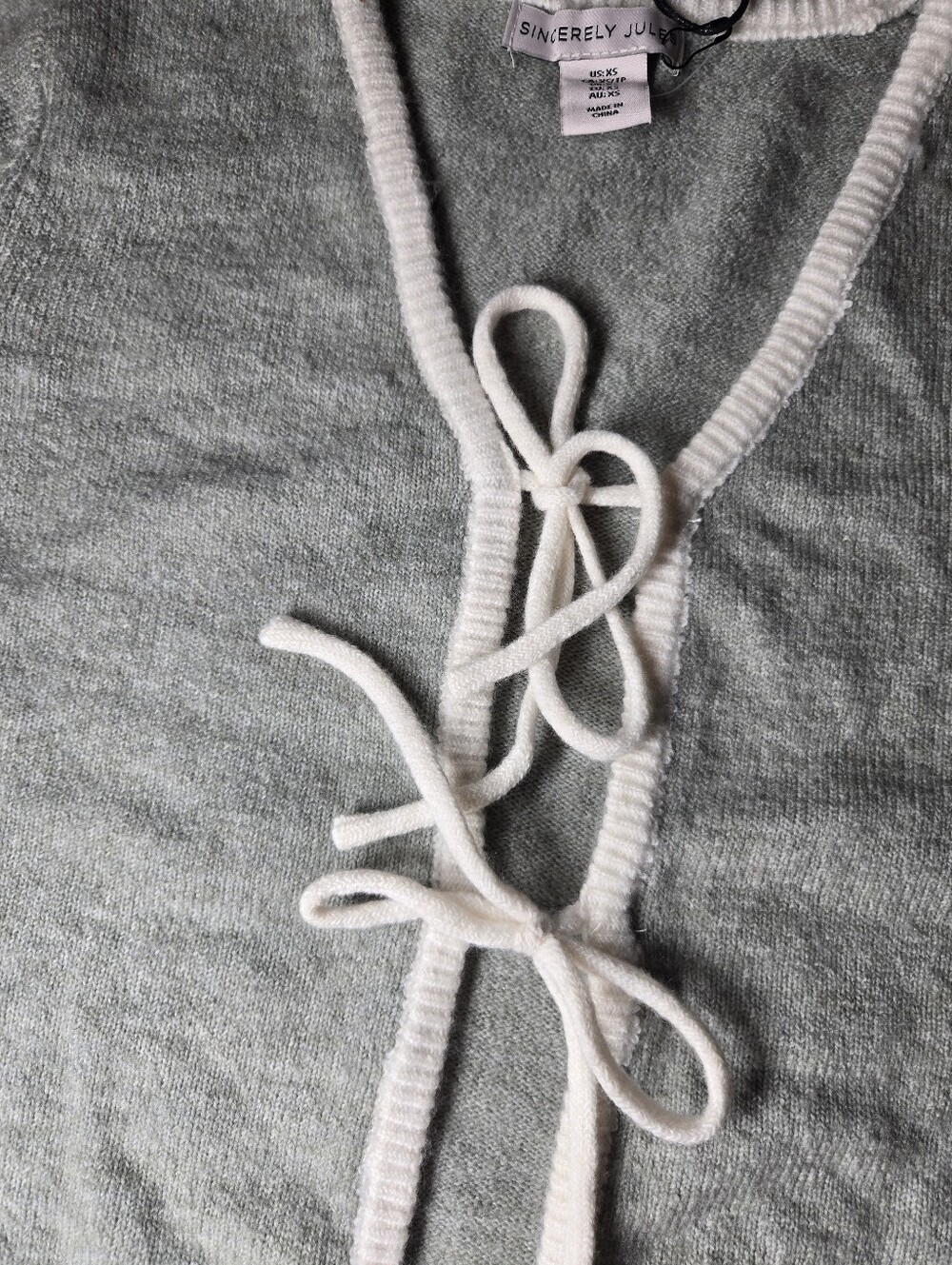 NWT Sincerely Jules Gray Knit Tie-Front Cardigan Top – Extra Small - Picture 4 of 16